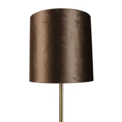 QAZQA Stehleuchte Messing mit Samt-Schirm Braun 40cm - Simplo