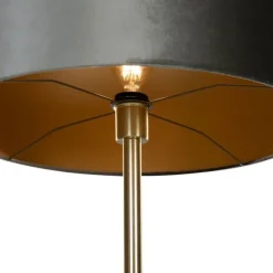 QAZQA Stehleuchte Messing mit Samt-Schirm Grün 50cm - Simplo