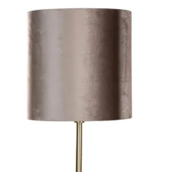 QAZQA Stehleuchte Messing mit Samtschirm Taupe 50cm - Simplo