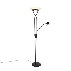 QAZQA Stehleuchte schwarz inkl. LED und Dimmer mit Leselampe dim to warm - Empoli