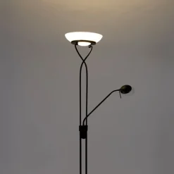 QAZQA Stehleuchte schwarz inkl. LED und Dimmer mit Leselampe dim to warm - Empoli