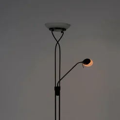 QAZQA Stehleuchte schwarz inkl. LED und Dimmer mit Leselampe dim to warm - Empoli