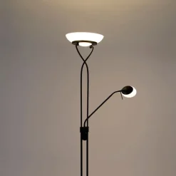 QAZQA Stehleuchte schwarz inkl. LED und Dimmer mit Leselampe dim to warm - Empoli
