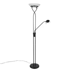 QAZQA Stehleuchte schwarz inkl. LED und Dimmer mit Leselampe dim to warm - Empoli