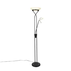 QAZQA Stehleuchte schwarz inkl. LED und Dimmer mit Leselampe dim to warm - Empoli