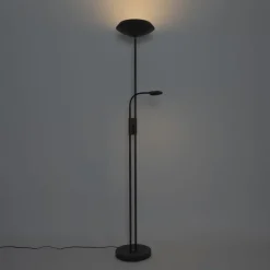 QAZQA Stehleuchte schwarz inkl. LED und Dimmer mit Leselampe - Fez