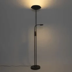 QAZQA Stehleuchte schwarz inkl. LED und Dimmer mit Leselampe - Fez