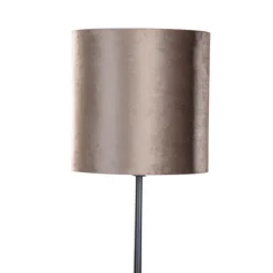 QAZQA Stehleuchte Schwarz mit Braunem Samt-Schirm 40cm - Simplo