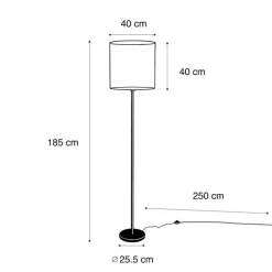 QAZQA Stehleuchte Schwarz mit Braunem Samt-Schirm 40cm - Simplo