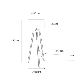 QAZQA Stehleuchte Schwarz mit Braunem Samt-Schirm 50cm - Puros