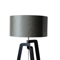 QAZQA Stehleuchte Schwarz mit Grünem Samt-Schirm 50cm - Puros