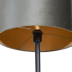 QAZQA Stehleuchte Schwarz mit Grünem Samt-Schirm 40cm - Simplo