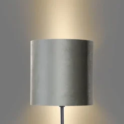 QAZQA Stehleuchte Schwarz mit Grünem Samt-Schirm 40cm - Simplo