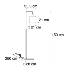 QAZQA Stehleuchte schwarz mit Gold und Rauchglas inkl. PUCC - Zuzanna