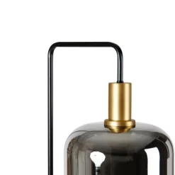 QAZQA Stehleuchte schwarz mit Gold und Rauchglas inkl. PUCC - Zuzanna