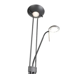 QAZQA Stehleuchte schwarz mit Leseleuchte inkl. LED und Dimmer - Diva 2