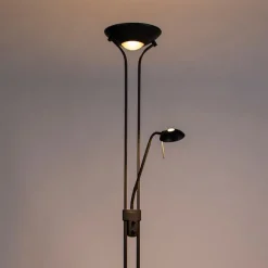 QAZQA Stehleuchte schwarz mit Leseleuchte inkl. LED und Dimmer - Diva 2