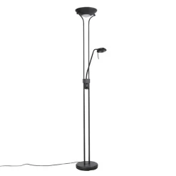 QAZQA Stehleuchte schwarz mit Leseleuchte inkl. LED und Dimmer - Diva 2