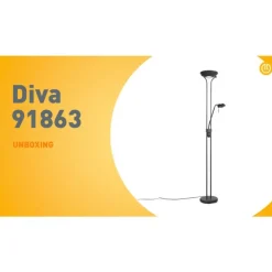 QAZQA Stehleuchte schwarz mit Leseleuchte inkl. LED und Dimmer - Diva 2