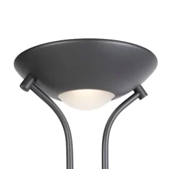 QAZQA Stehleuchte schwarz mit Leseleuchte inkl. LED und Dimmer - Diva 2