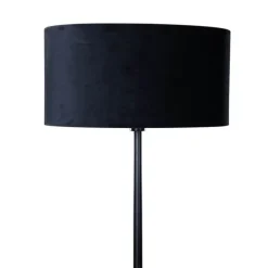 QAZQA Stehleuchte Schwarz mit ovalem Samt-Schirm 50cm - Simplo