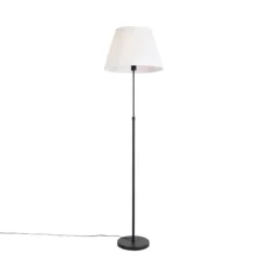 QAZQA Stehleuchte schwarz mit plissiertem Schirm creme 45 cm verstellbar - Parte