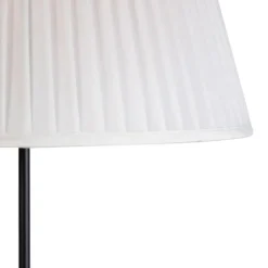 QAZQA Stehleuchte schwarz mit plissiertem Schirm creme 45 cm verstellbar - Parte
