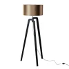QAZQA Stehleuchte Schwarz mit Samtschirm Bronze 50cm - Puros