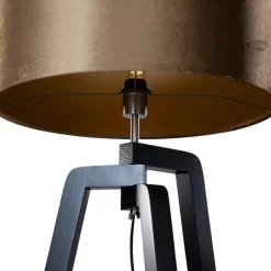 QAZQA Stehleuchte Schwarz mit Samtschirm Bronze 50cm - Puros