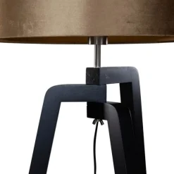 QAZQA Stehleuchte Schwarz mit Samtschirm Bronze 50cm - Puros