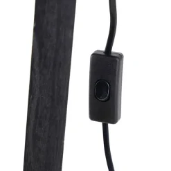 QAZQA Stehleuchte schwarz mit taupe Leinenschirm 45 cm - Tripod