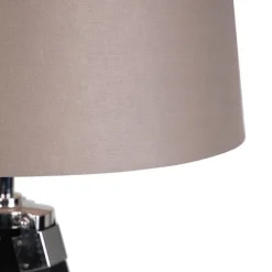 QAZQA Stehleuchte schwarz mit taupe Leinenschirm 45 cm - Tripod