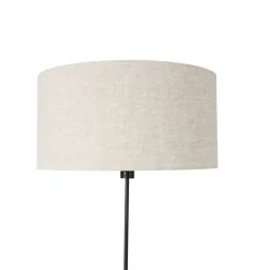 QAZQA Stehleuchte schwarz verstellbar mit Schirm hellgrau 50 cm - Parte