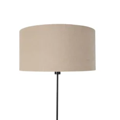 QAZQA Stehleuchte schwarz verstellbar mit Schirm hellbraun 50 cm - Parte