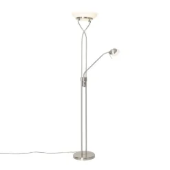QAZQA Stehleuchte Stahl inkl. LED und Dimmer mit Leselampe - Empoli