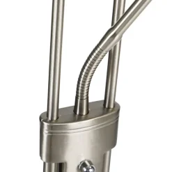 QAZQA Stehleuchte Stahl mit Leselampe inkl. LED und Dimmer - Diva