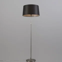 QAZQA Stehleuchte Stahl mit schwarzem Lampenschirm 45 cm höhenverstellbar - Parte