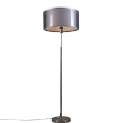 QAZQA Stehleuchte Stahl mit schwarz/weißem Schirm 45 cm verstellbar - Parte
