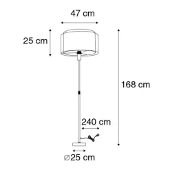 QAZQA Stehleuchte Stahl mit schwarz/weißem Schirm 45 cm verstellbar - Parte