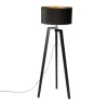 QAZQA Stehleuchte Stativ schwarz Holz mit schwarzem Schirm 50 cm - Puros