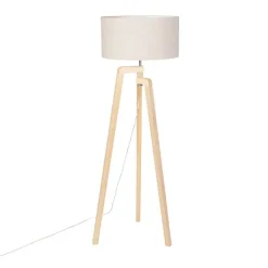 QAZQA Stehleuchte Stativholz mit Pfefferschirm 50 cm - Puros