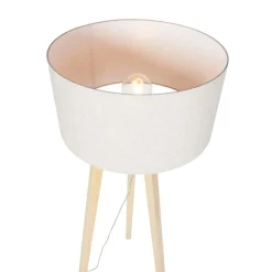 QAZQA Stehleuchte Stativholz mit Pfefferschirm 50 cm - Puros