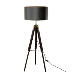 QAZQA Stehleuchte Tripod Messing mit Samt-Schirm Grün 50cm - Cortin