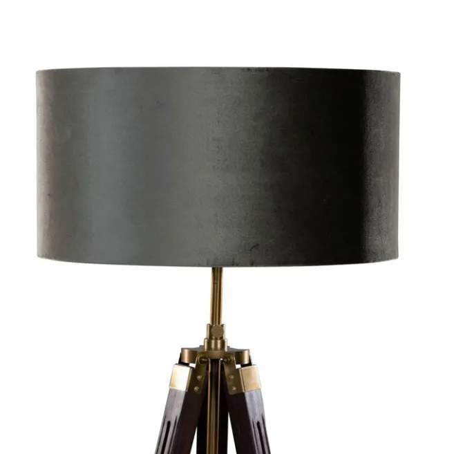 QAZQA Stehleuchte Tripod Messing mit Samt-Schirm Grün 50cm - Cortin