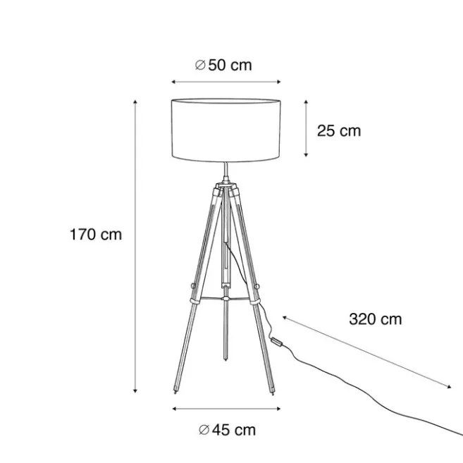 QAZQA Stehleuchte Tripod Messing mit Samt-Schirm Grün 50cm - Cortin