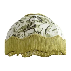 QAZQA Stofflampenschirm Blattdesign mit weißer Innenseite 45/15/21,5 - Heritage