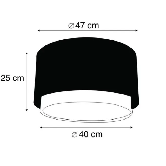 QAZQA Stofflampenschirm schwarz / weiß 47/25 - Duo