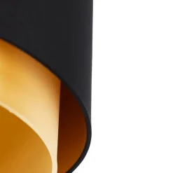 QAZQA Stofflampenschirm schwarz 40/47/26 mit goldenem Interieur