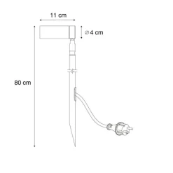 QAZQA Strahler schwarz 80cm inkl. LED Verstellbar IP65 inkl. Kabel und Stecker - Carl