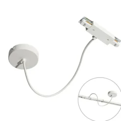 QAZQA Stromzufuhr mit runder Montageplatte für 1-phasige Schiene weiß - Iconic